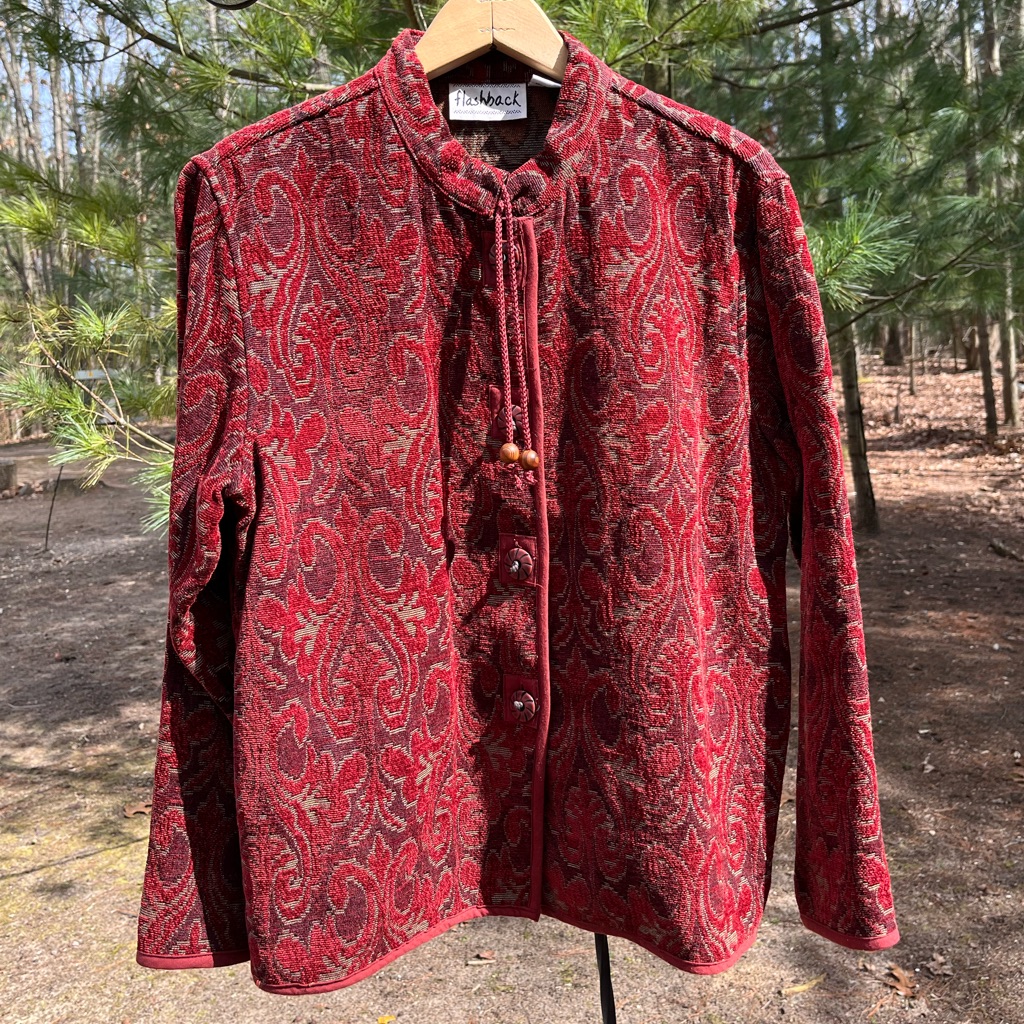 2006 Flashback Brocade Tapestry Jacket Women’s Size L Red Boho World Traveler